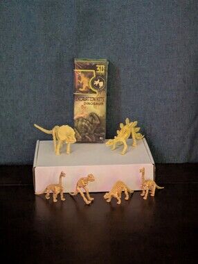 Dinosaur Excavation Kit & Skeleton Figure Set | Sealed Dig Block + 7 Toy Figures